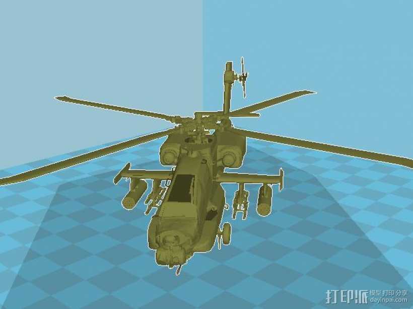 战斗直升机 3D打印模型渲染图