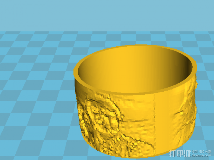 圆形的浮雕杯子 3D打印模型渲染图