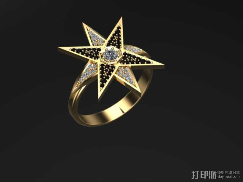 星形戒指 3D打印模型渲染图