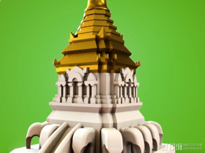 清迈寺 3D打印模型渲染图