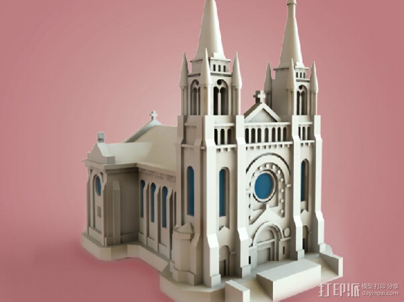 教堂 3D打印模型渲染图