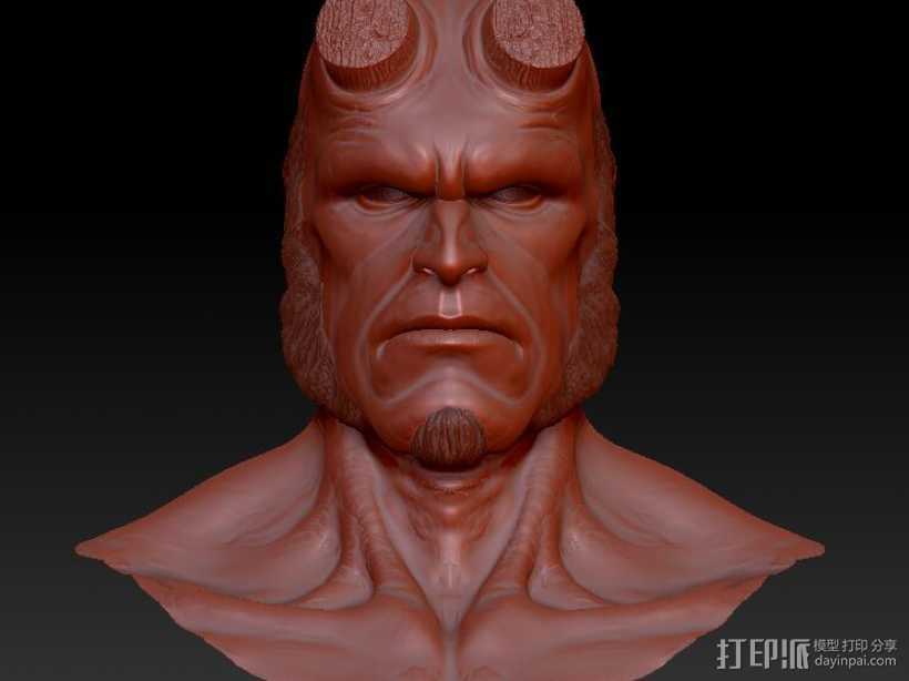 地狱男爵半身像 3D打印模型渲染图