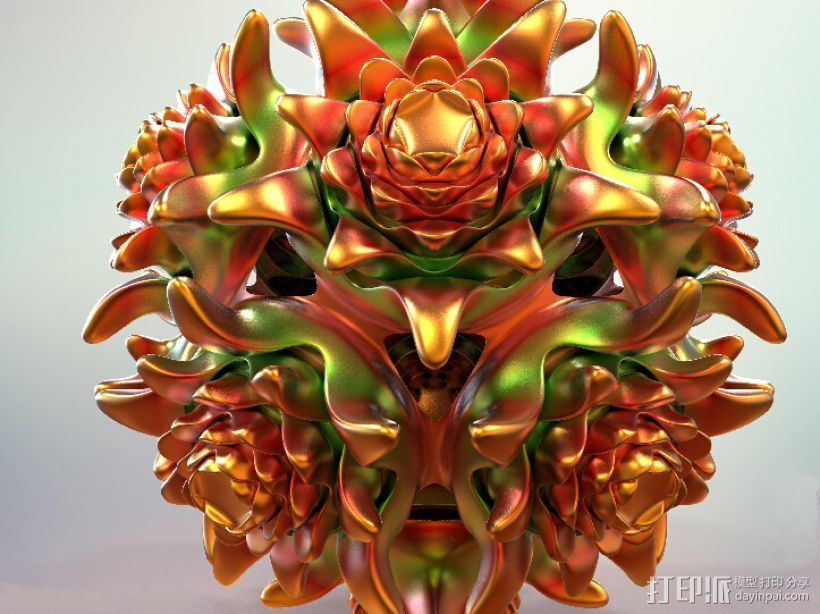 几何玫瑰 3D打印模型渲染图