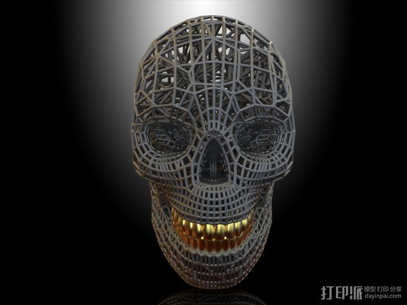 带金牙的颅骨 3D打印模型渲染图