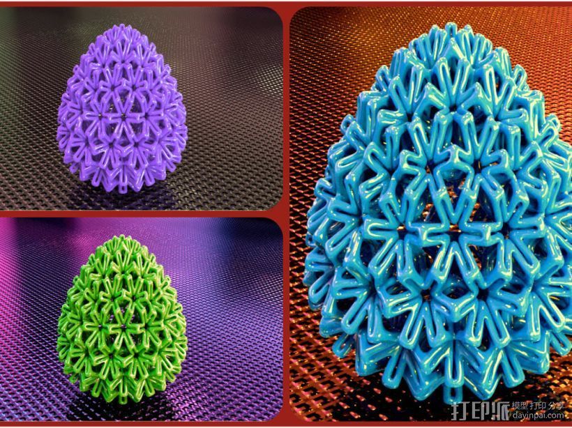 鸡蛋型装饰品 3D打印模型渲染图