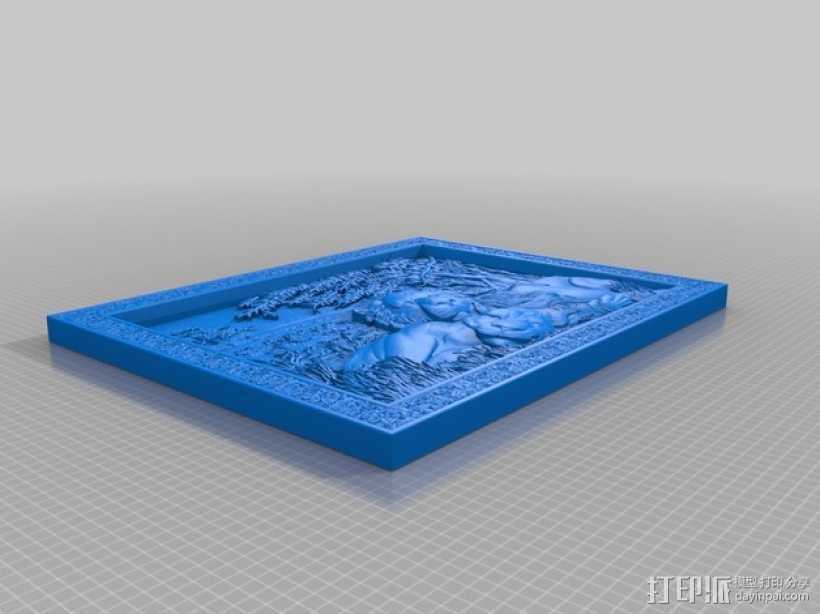 狮子浮雕 3D打印模型渲染图