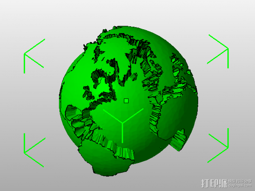 双色地球 3D打印模型渲染图