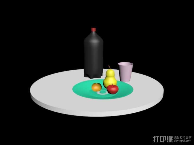 桌面水果可乐 3D打印模型渲染图