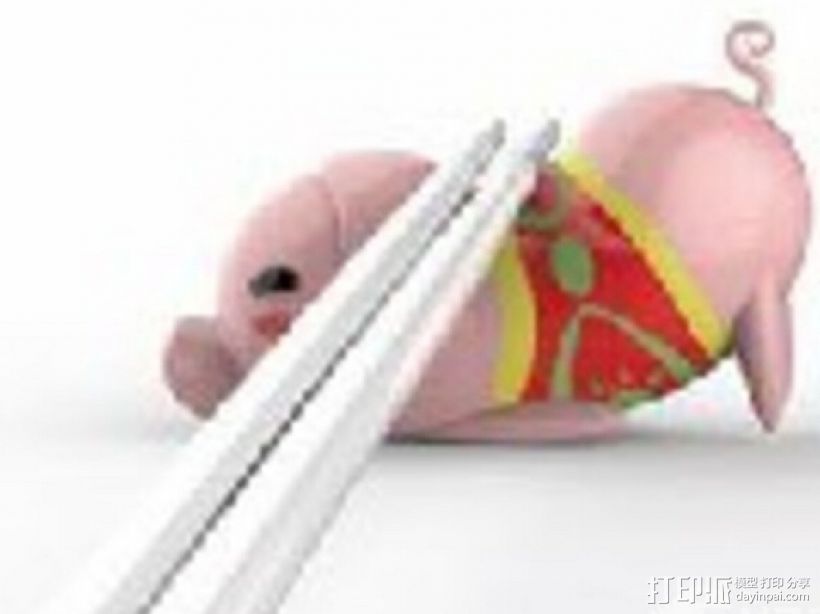 小猪筷子架 3D打印模型渲染图