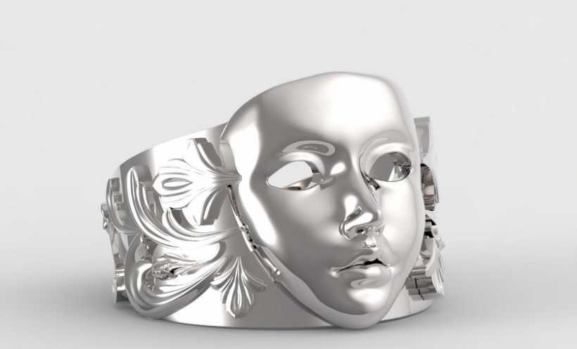 面具戒指 3D打印实物照片