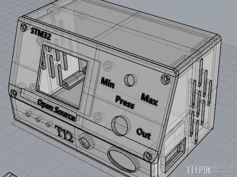 開(kāi)源 1.8寸TFT屏版白光T12焊臺(tái) 外殼 3D打印模型渲染圖