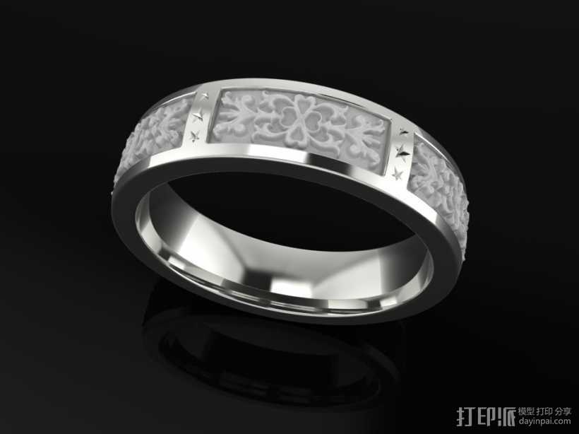 浮雕花纹戒指 3D打印模型渲染图