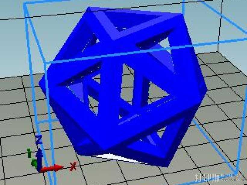 正二十面体 3D打印模型渲染图
