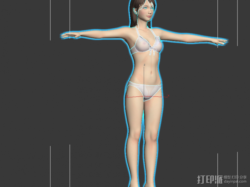 性感 萝莉 妹子 果体 3D打印模型渲染图