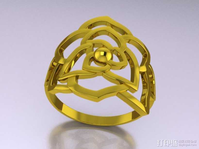 蕾丝玫瑰戒指 3D打印模型渲染图