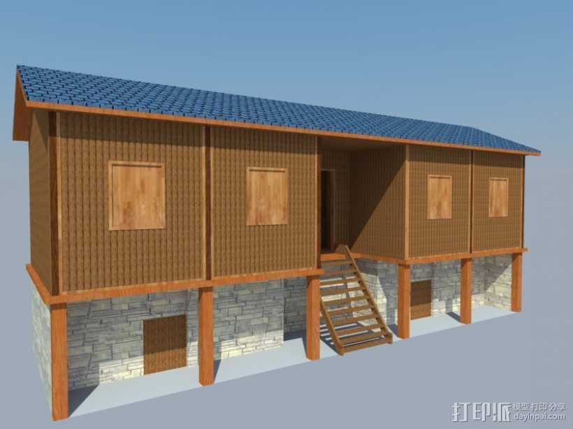 毛南族木屋 3D打印模型渲染图