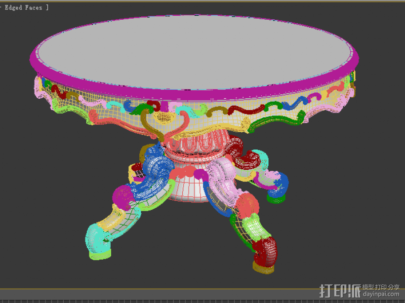 法式圆餐桌 3D打印模型渲染图
