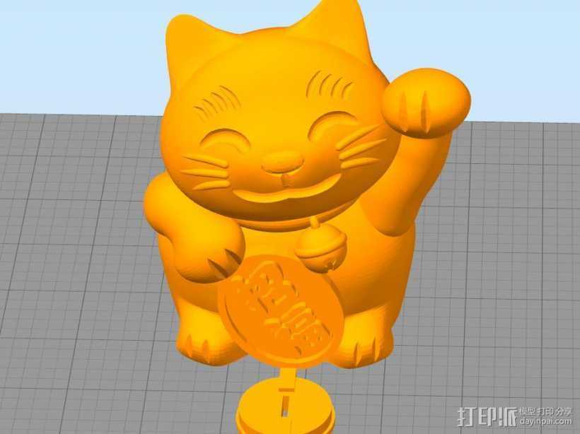 招财猫储钱罐 3D打印模型渲染图