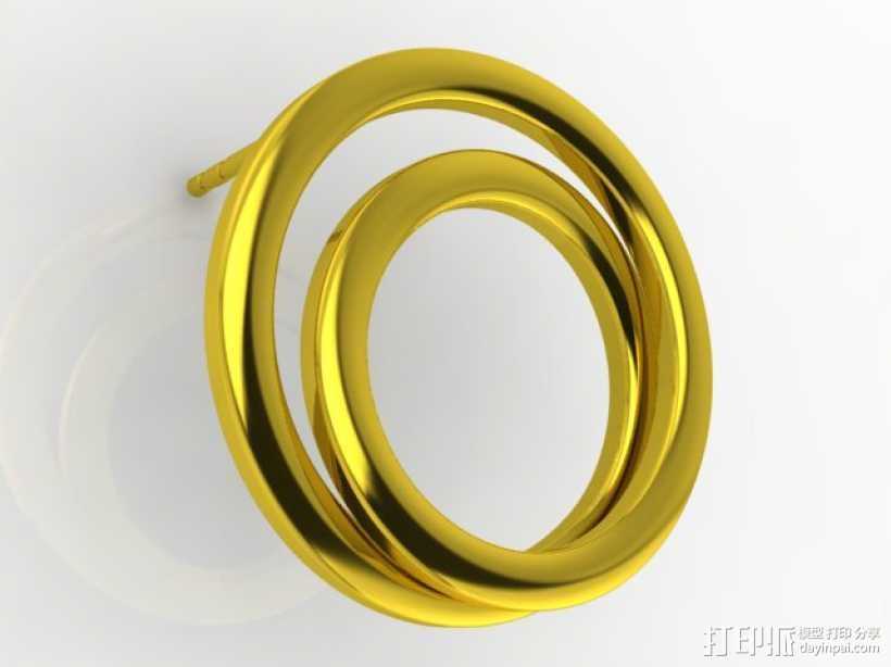 螺旋环状耳钉 3D打印模型渲染图