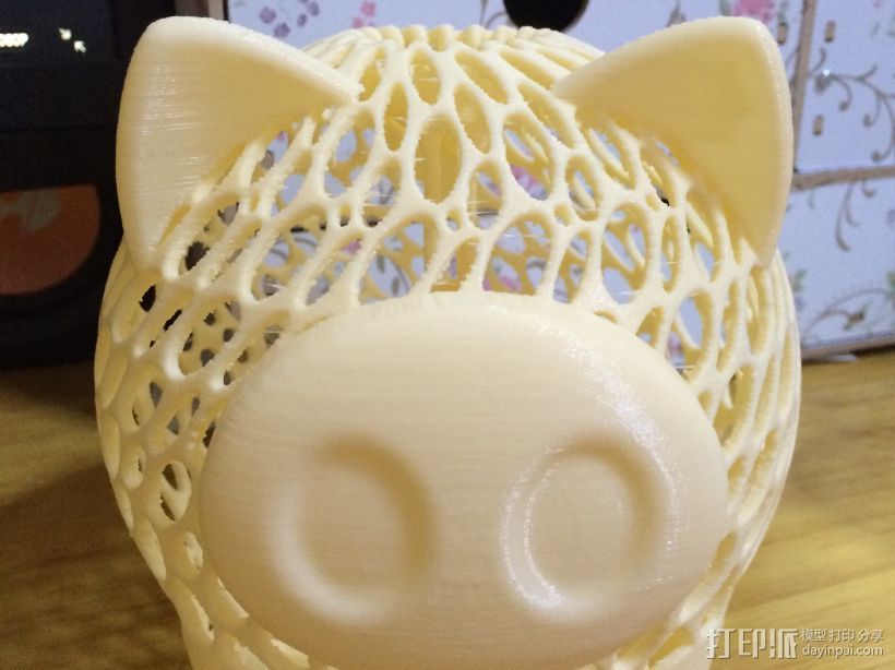 小猪镂空存钱罐 3D打印模型渲染图