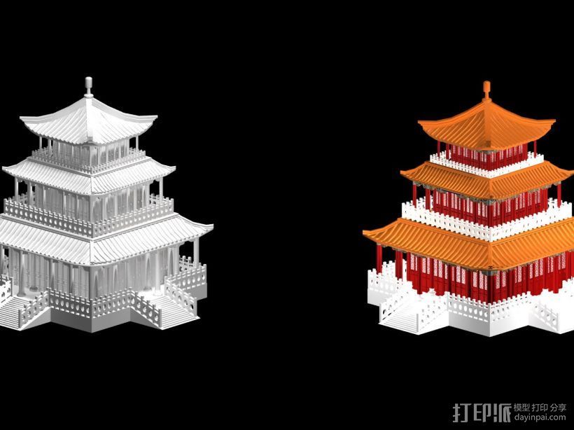 古式建筑 3D打印模型渲染图