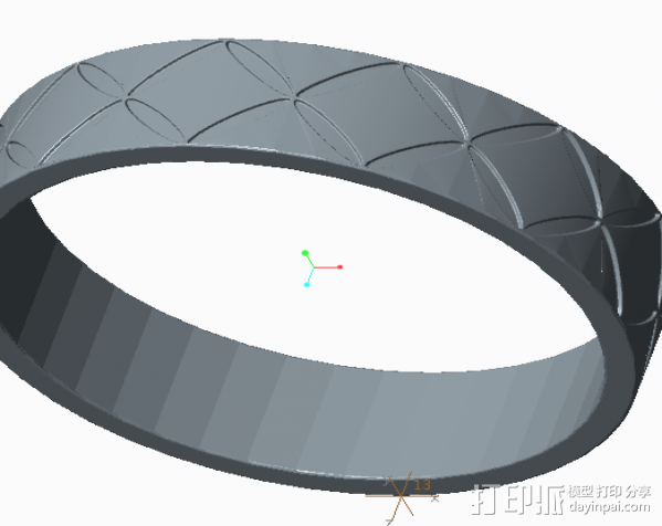 交叉戒指 3D打印模型渲染图