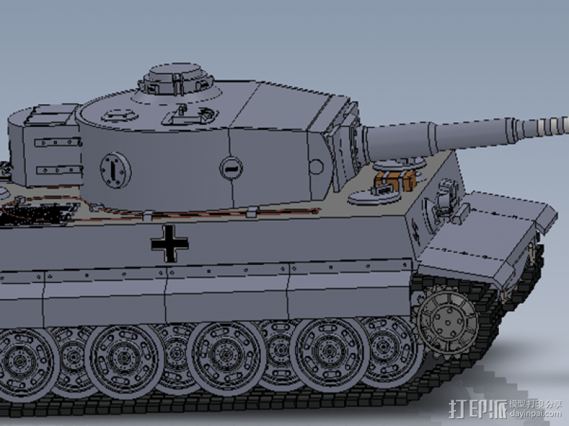 虎式坦克 3D打印模型渲染图