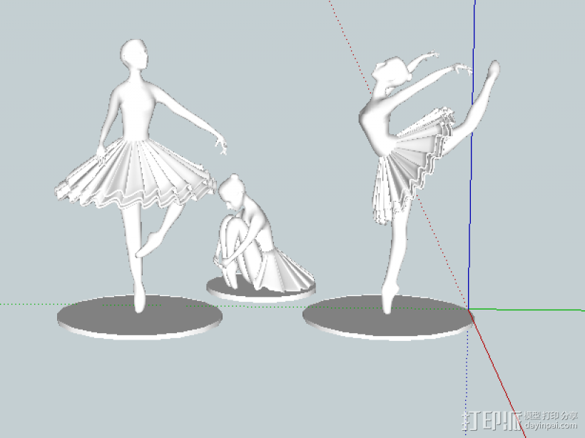 芭蕾舞女雕塑 3D打印模型渲染圖