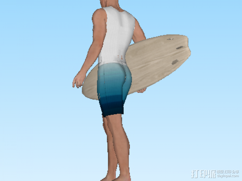 冲浪 3D打印模型渲染图