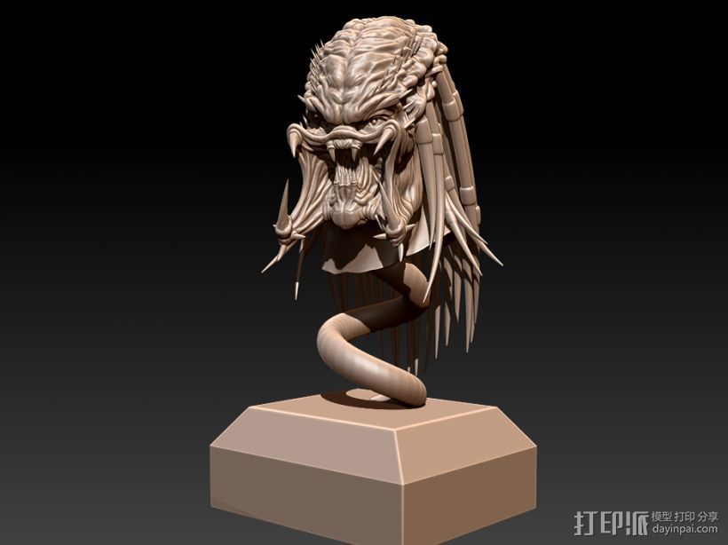 铁血战士头雕 3D打印模型渲染图