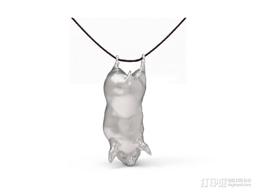 玩猫的人生物饰品被抓的猪项链吊坠模型 3D打印模型渲染图