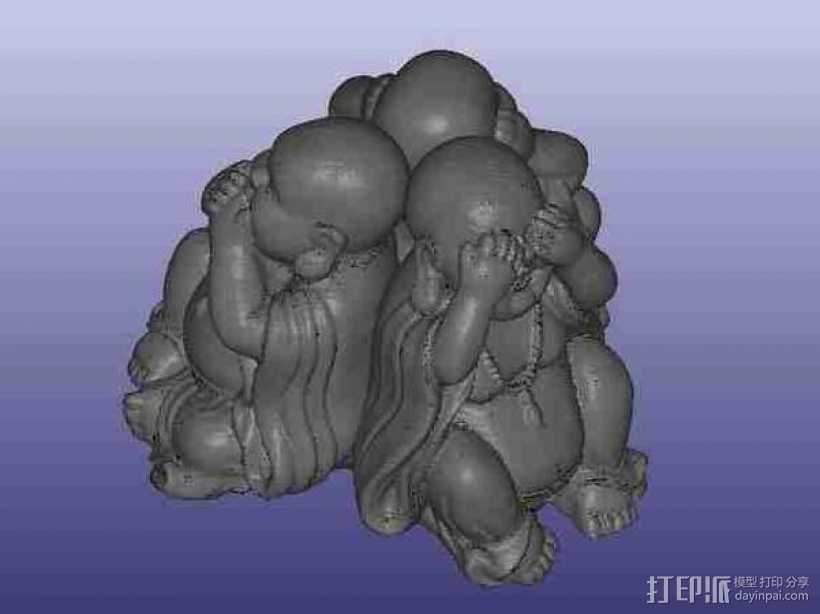 三个笑佛娃娃 3D打印模型渲染图