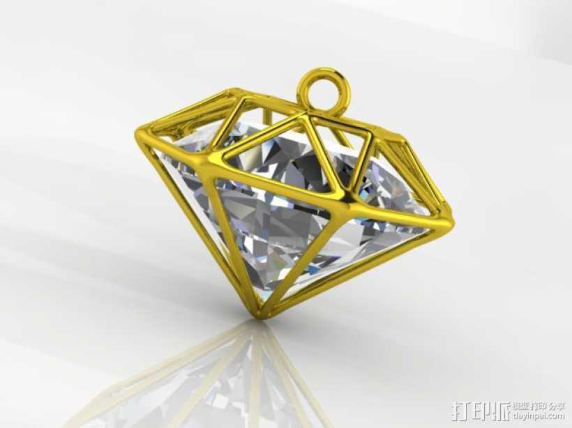 镂空钻石吊坠 3D打印模型渲染图