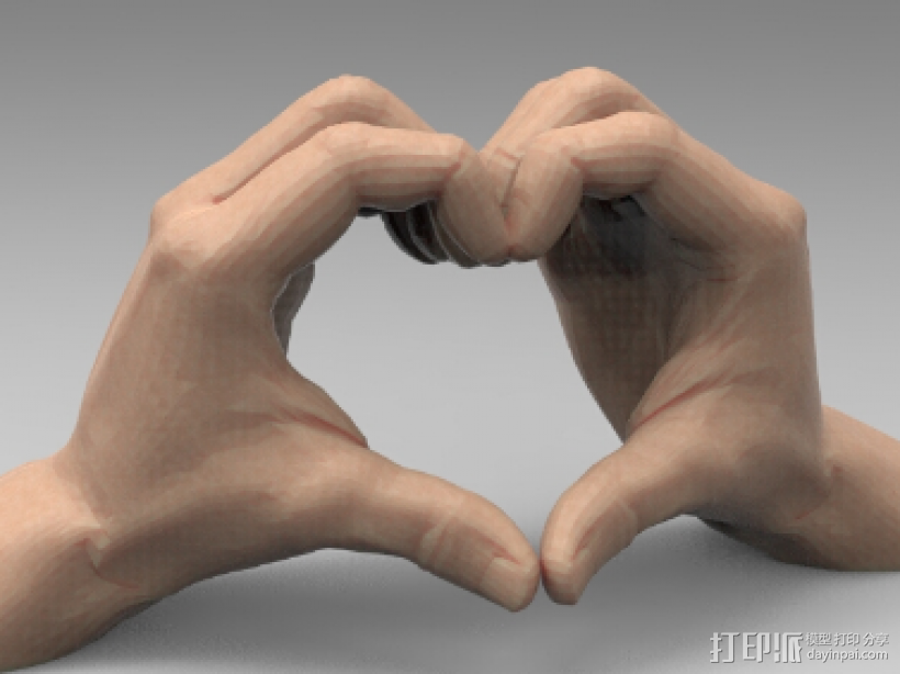 爱心手 3D打印模型渲染图