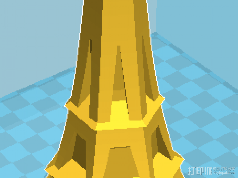 六角艾弗尔铁塔 3D打印模型渲染图