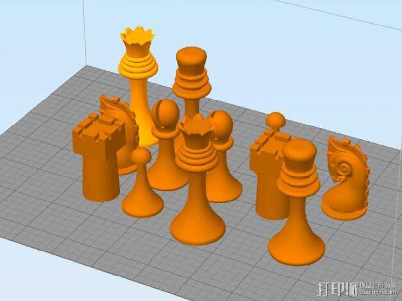 国际象棋 3D打印模型渲染图