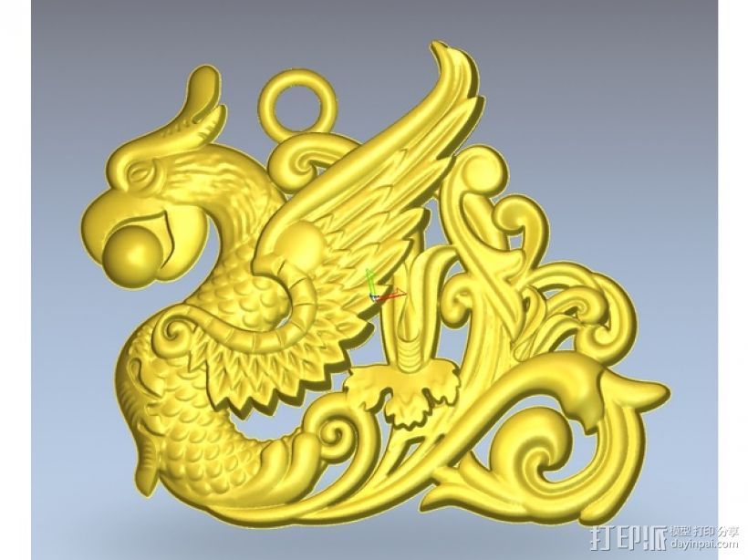 老鹰丝毫蔓藤花纹 3D打印模型渲染图