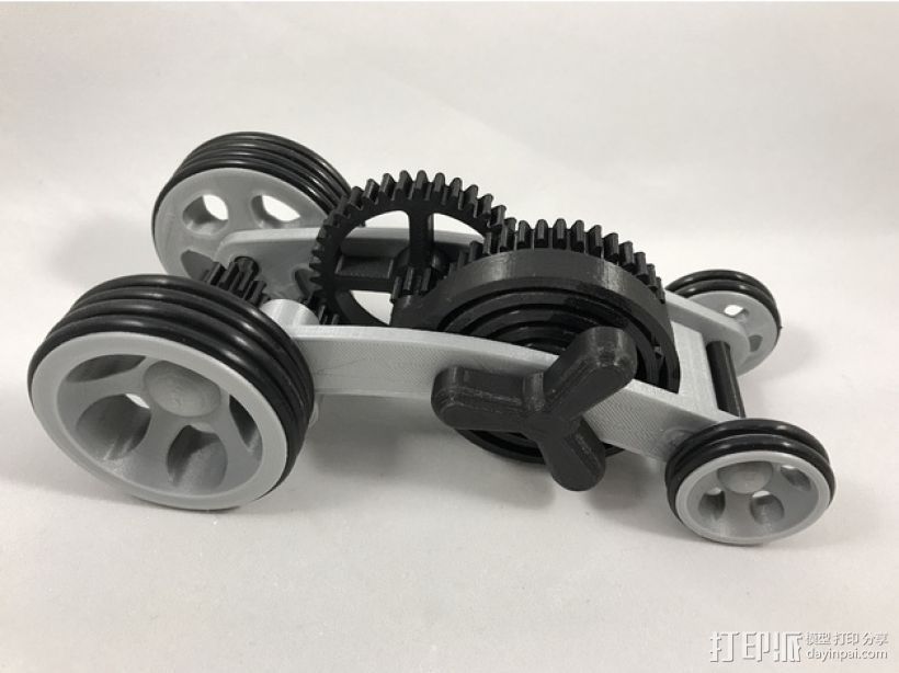 弹簧玩具小车（含所有零件） 3D打印模型渲染图