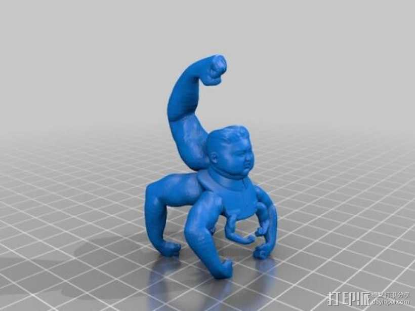 怪物金正恩 3D打印模型渲染图