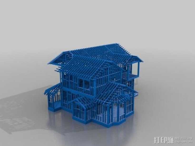 木结构的房屋 3D打印模型渲染图