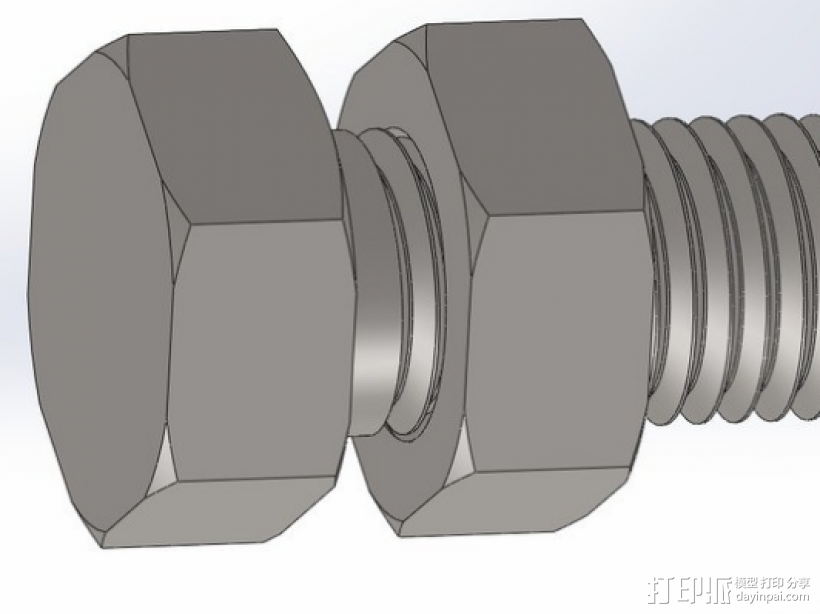 螺栓和螺母 3D打印模型渲染图