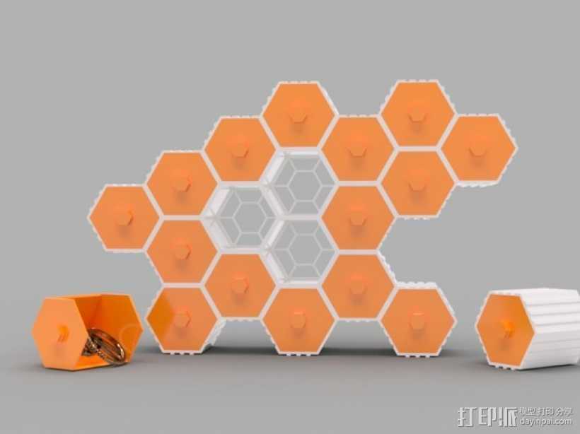 蜂巢堆叠抽屜 3D打印模型渲染图