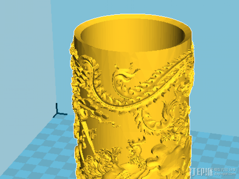 凤凰笔筒 3D打印模型渲染图