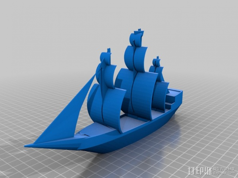 帆船 3D打印模型渲染图
