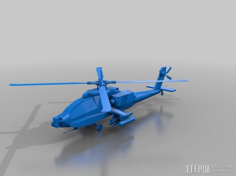 阿帕奇直升机 3D打印模型渲染图