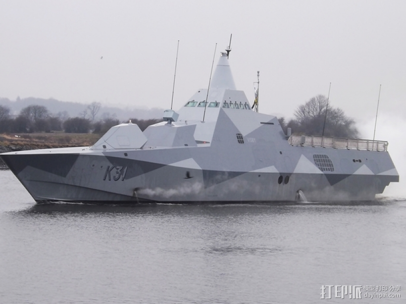 瑞典级岸防战列舰 3D打印模型渲染图