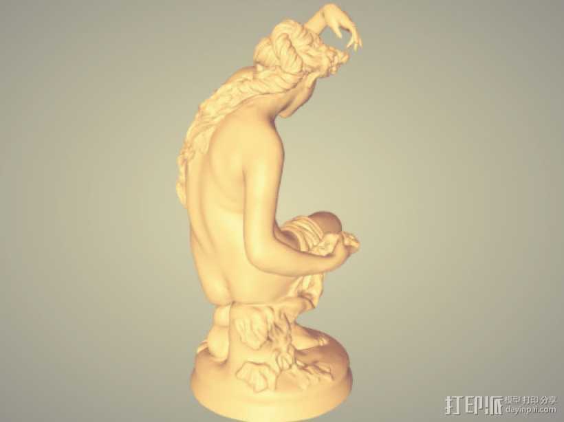 出浴美人图 3D打印模型渲染图