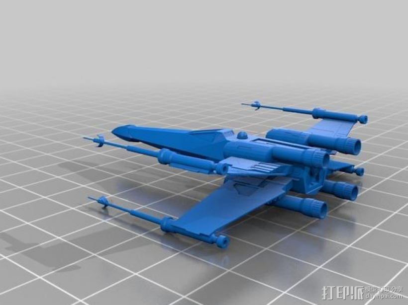 星球大战X翼战斗机 3D打印模型渲染图