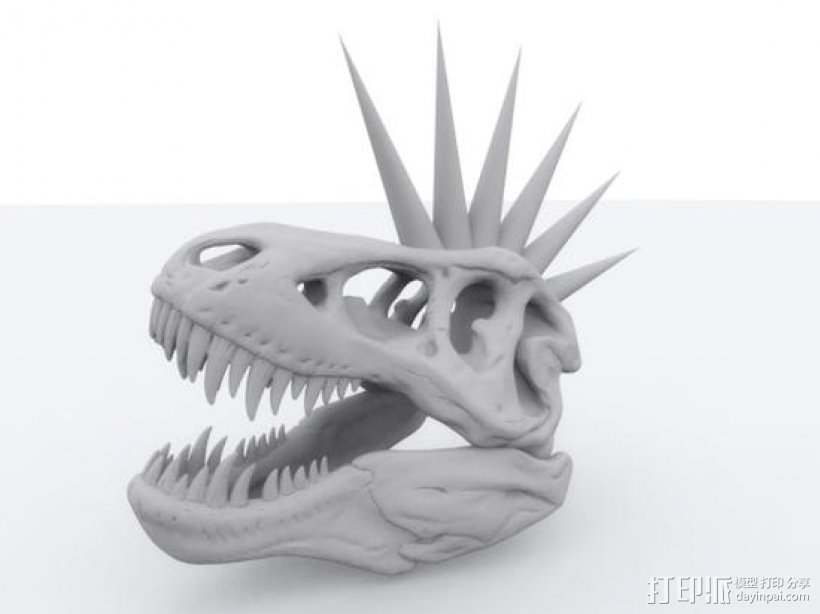 朋克暴龙头骨 3D打印模型渲染图