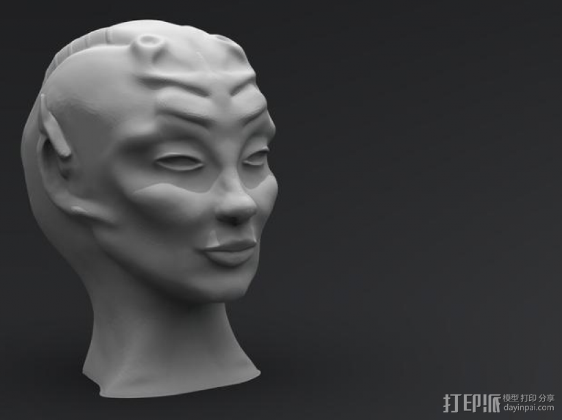 异形女王头 3D打印模型渲染图